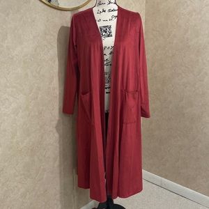 Red Suede-like Long Duster Cardigan | LuLaRoe Sarah | NWOT